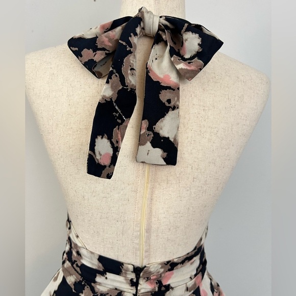 Mcginn 'Halter Dress Women’s Sz 4 Black Abstract Floral 100% Silk Wedding Guest - Picture 6 of 9